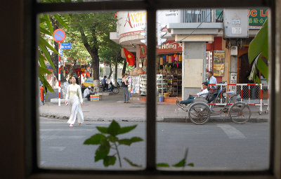 Street scene thru a window, Saigon