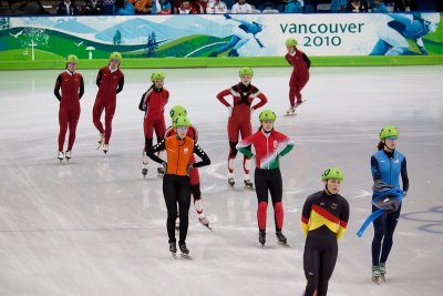 Warm-up for Ladies' 1000 m Short Track