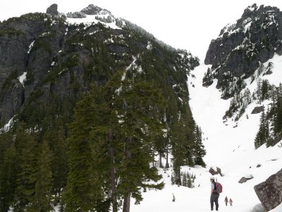 The gully looks steep from below