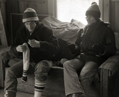 Andy and John kepping warm