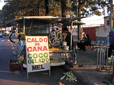 A roadside stand selling fresh squeezed sugarcane juice - Sao Carlos, Brazil