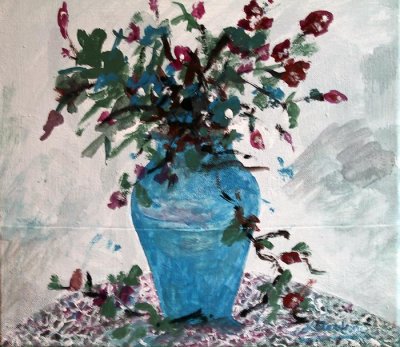 Vaza albastra cu flori(colectie particulara)