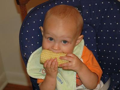 Brooks' first ear of corn
