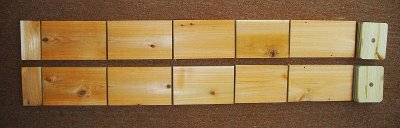 Pieces arranged for two nest boxes
