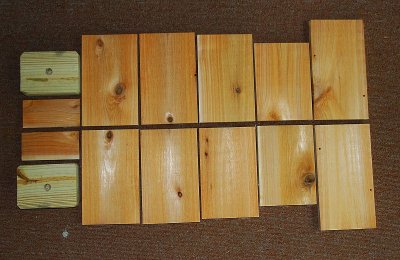Pieces arranged for two nest boxes