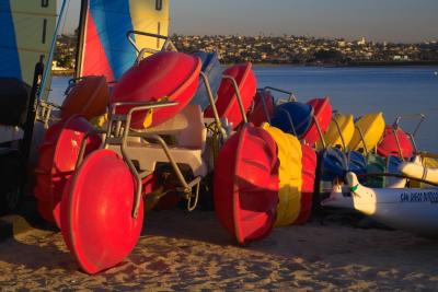 sea tricycles at sunset