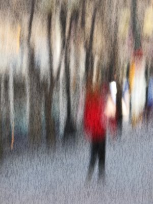 Lady in Red under Trees
