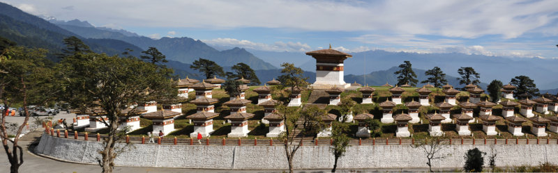 Panoramic view of the 108 Chortens, Dochu-la Pass