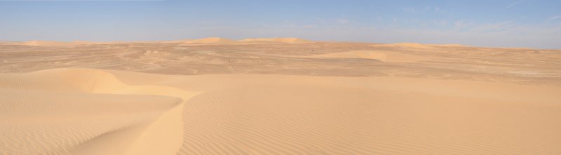 Panoramic view of the Sahara from the top of the dune near Sai Island