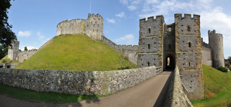 Panorama of the Barbican, Motte and Keep, Arundel Castle