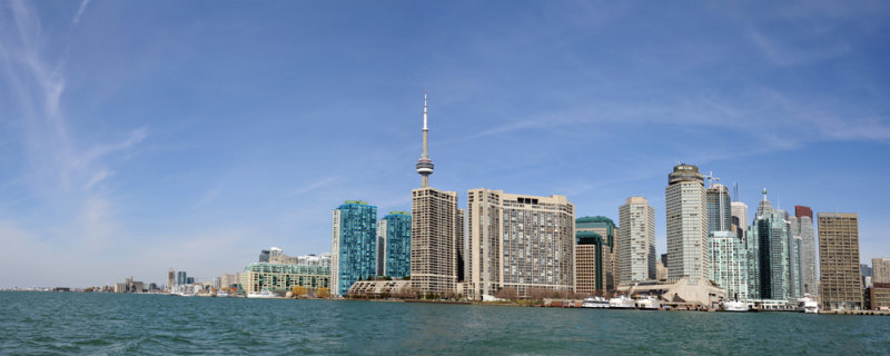 Panorama of the Toronto Skyline from the island ferry
