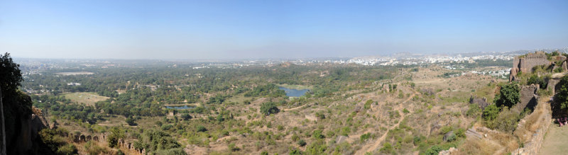 Panoramic view northwest from the top of Golconda Fort, Hyderabad