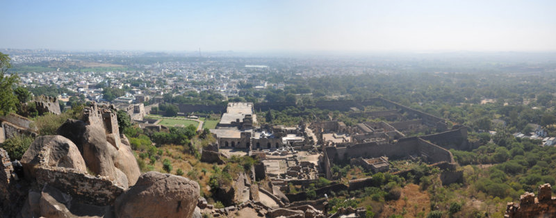 Panoramic view east from the top of Golconda Fort, Hyderabad