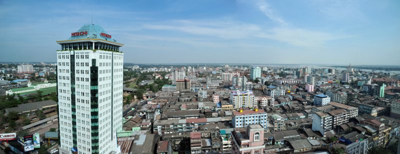 Panoramic view from Traders Hotel with Sakura Tower, Yangon