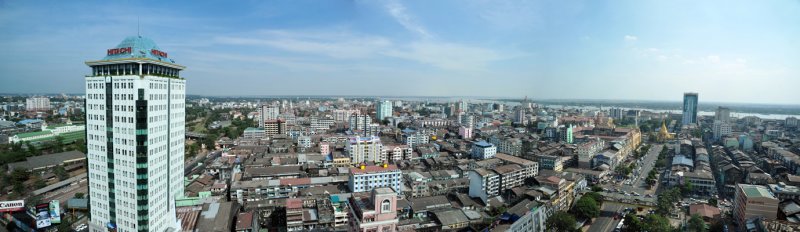 Panoramic view from Traders Hotel with Sakura Tower, Yangon