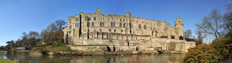 Panorama of Warwick Castle from across the River Avon