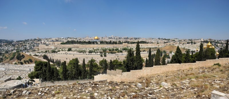 Panoramic view from the Rehav'am Lookout, Mount of Olives