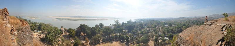 Panoramic view of the Irrawaddy River from the top of Mingun Paya