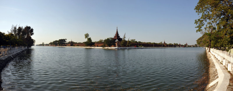 Panoramic view of the southeast corner of Mandalay Palace