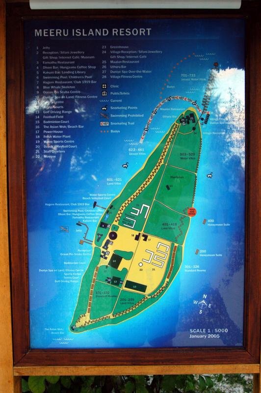 Map of the island, large by Maldivian standards