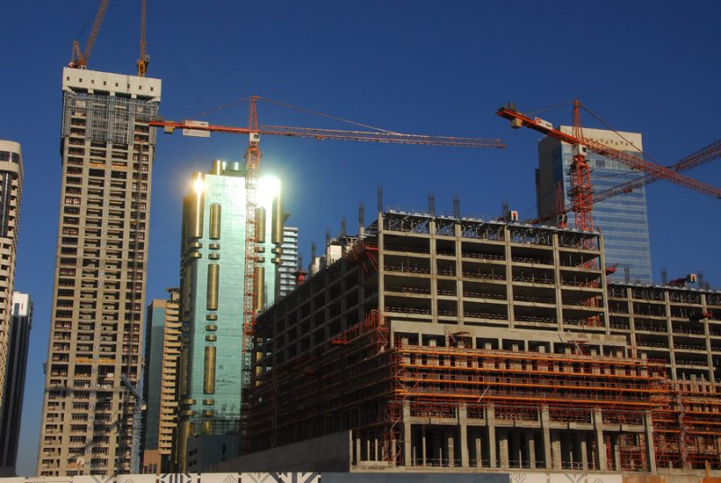 DIFC construction and Sheikh Zayed Road towers