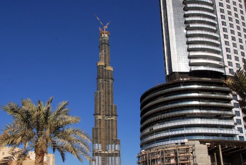 Burj Dubai and The Address, under construction