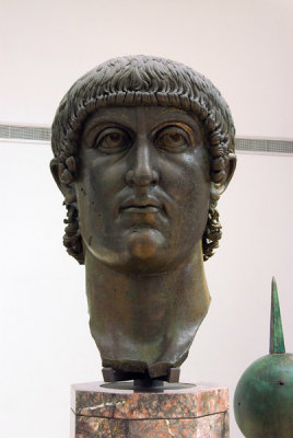 Head of a colossal bronze statue of Emperor Constantine, 4th C. AD (1.77m)
