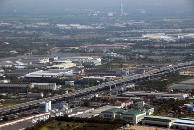 Elevated highway near Suvarnabhumi Airport, Bangkok, Thailand