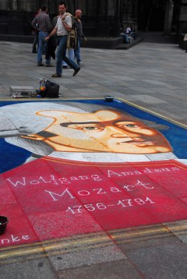 Chalk art - Wolfgang Amadeus Mozart, Kln - Domklosterplatz