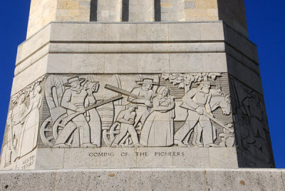 Relief on the San Jacinto Monument - Coming of the Pioneers