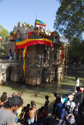 Fasilidas' Baths filled and decorated for Timkat