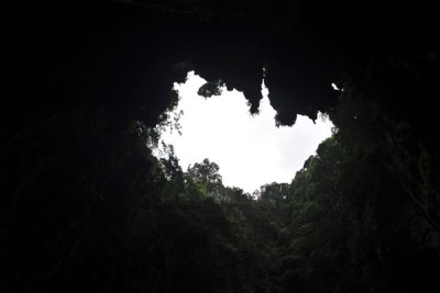The rear grotto is open to the sky through this large hole