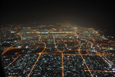 From over Sharjah looking towards Dubai Airport