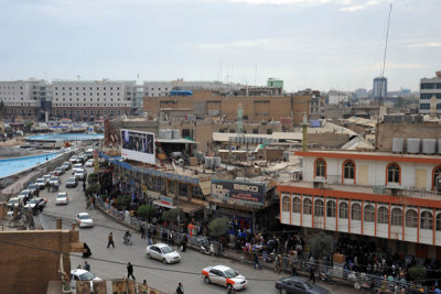 Erbils bazaar district seen from the south gate of Erbil Citadel
