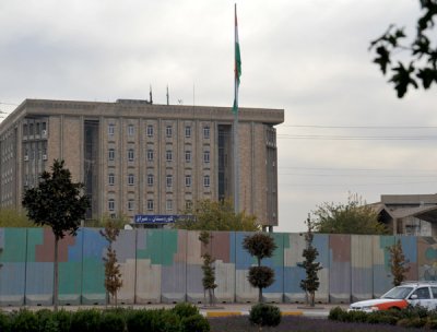 Parliament of Kurdistan behind a blast wall, Erbil