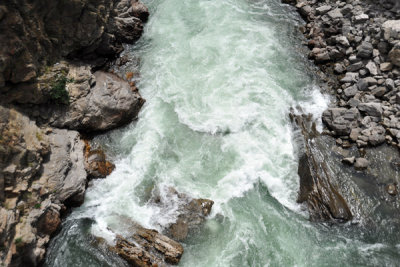 Looking down from the bridge at Chhuzom