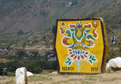 Roadside marker - 102RCC 19TF, Bhutan