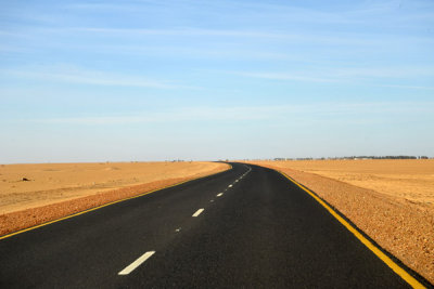 Sudan's Northern Highway on the West Bank of the Nile heading towards New Dongola