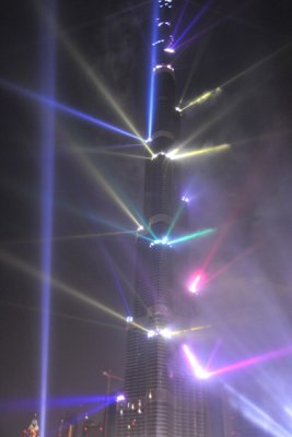 Colored spotlights - Burj Khalifa Inauguration