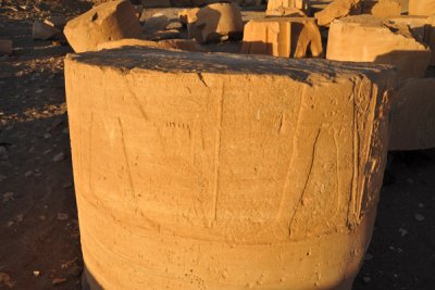 Hieroglyphics carved into a column segment, Temple of Soleb