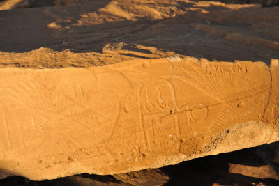 Hieroglyphics carved into a column segment, Temple of Soleb