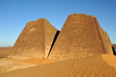 Beg. N12 - the Pyramid of Kandake Shanakdakhete (right) and Beg. N13, the pyramid of an unknown king