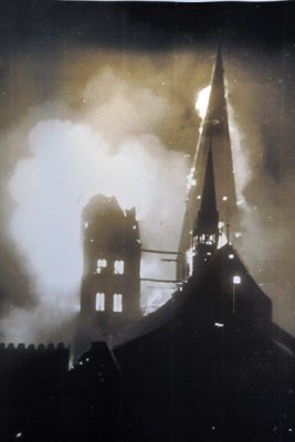 Marienkirche in flames, Palm Sunday, March 28-29, 1942