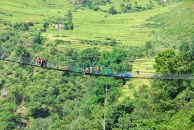 Bungee Jump off a wire bridge at the Last Resort, 12 km from the Tibetan Border