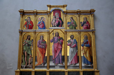 St James Major, the Madonna and Child, and Various Saints, Bartolomeo Vivarini, 1490
