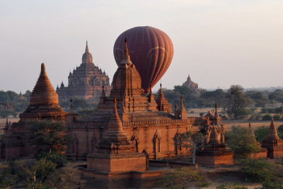 The second balloon behind a temple