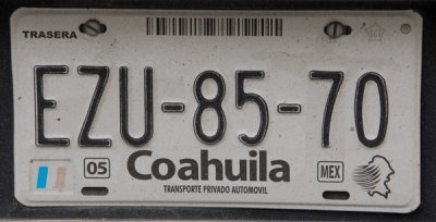 Mexican License Plate - Coahuila