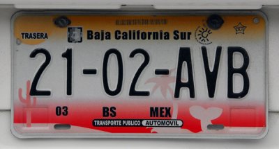 Mexican License Plate - Baja California Sur
