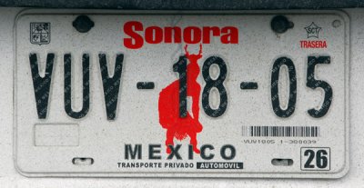 Mexican License Plate - Sonora