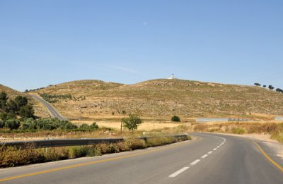 Hills south of Hebron with an Israeli watchtower overlooking Highway 60